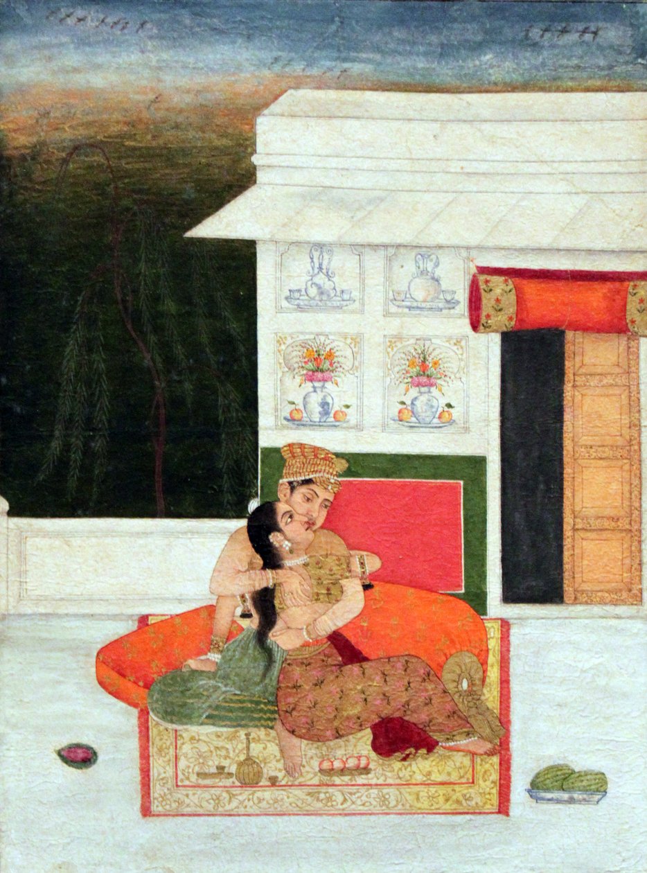 Liefhebbers op de veranda; Noord-India door Unbekannt Unbekannt