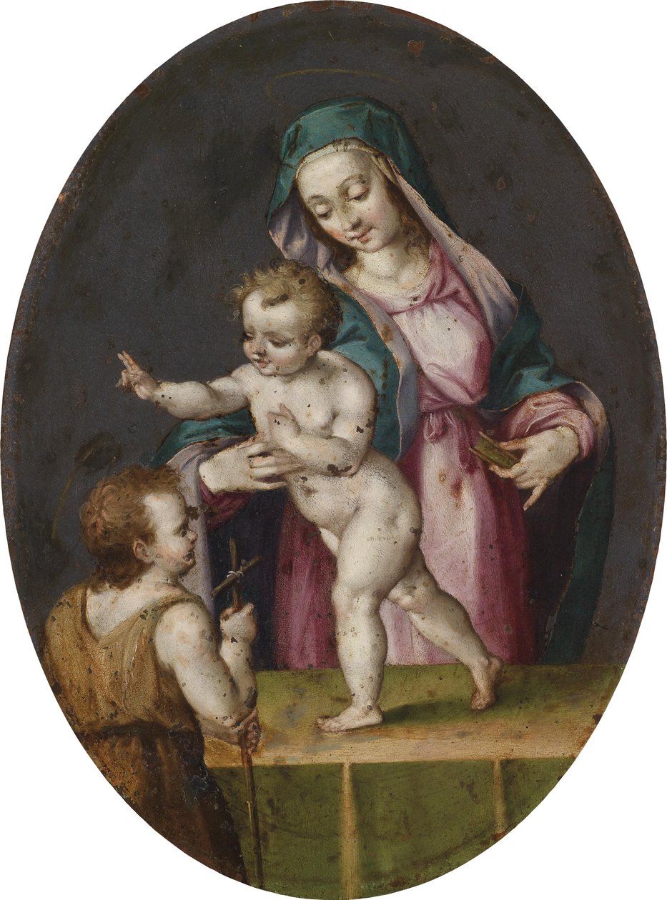 Madonna en Kind met Sint Johannes de Doper door Unbekannt Unbekannt