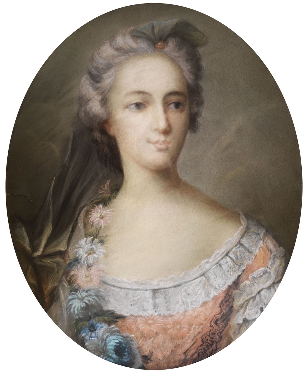 Portret van een dame, in de stijl van de 18e eeuw door Unbekannt Unbekannt