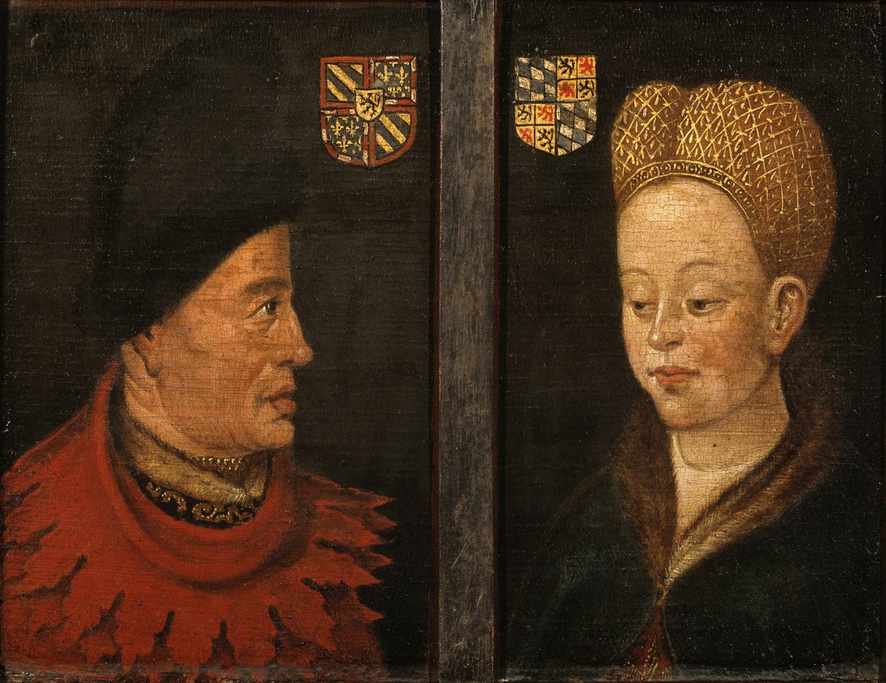 Portretten van Jan zonder Vrees en Margaretha van Beieren door Unbekannt Unbekannt