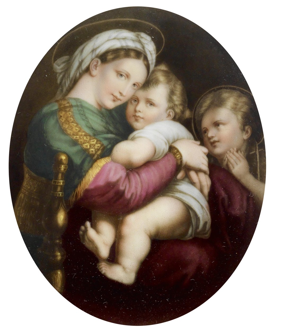 Porseleinmedaillon naar de Madonna della sedia van Rafaël door Unbekannt Unbekannt