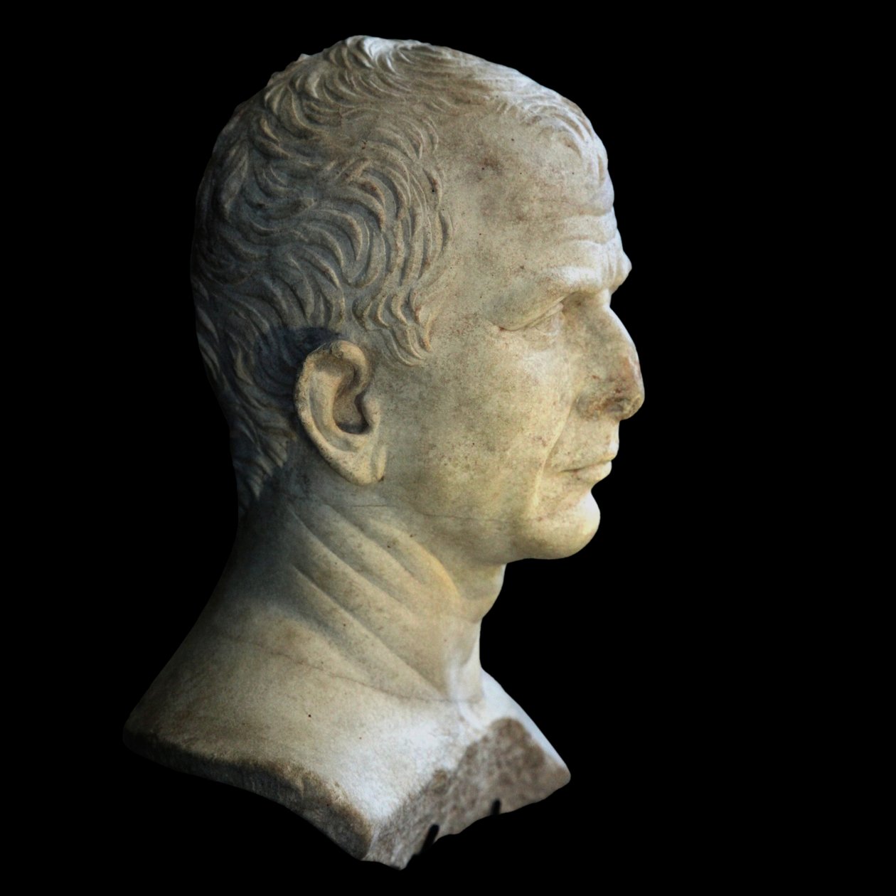 Vermeend borstbeeld van Caesar gefotografeerd in Genève tijdens de tijdelijke tentoonstelling Caesar et le Rhône door Unbekannt Unbekannt