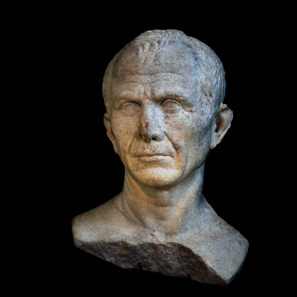 Vermeend borstbeeld van Caesar gefotografeerd in Genève tijdens de tijdelijke tentoonstelling Caesar et le Rhône door Unbekannt Unbekannt