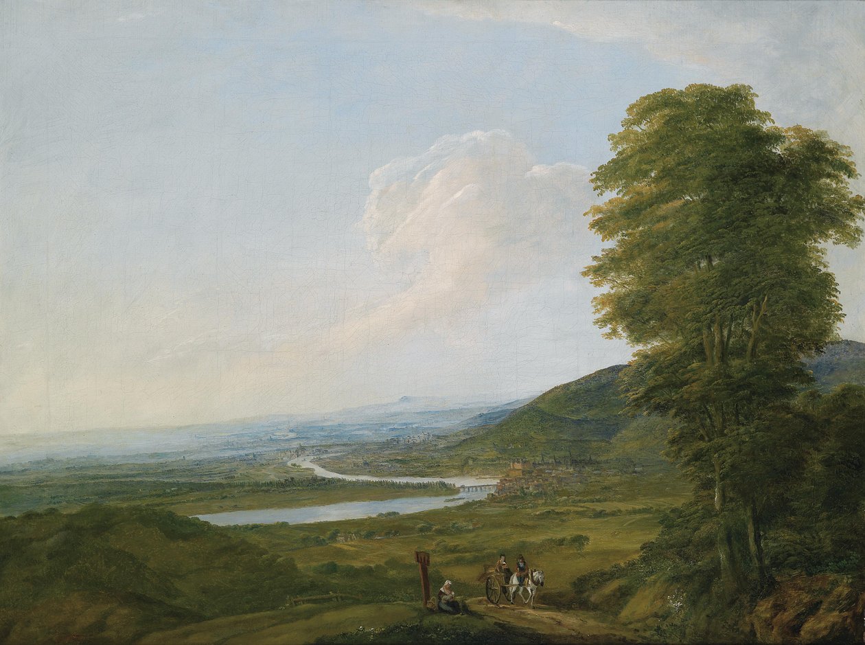 Rijnpanorama bij Wiesbaden rond 1790 door Unbekannt Unbekannt