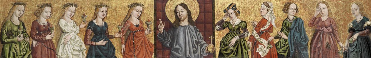 Salvator Mundi tussen de wijze en dwaze maagden door Unbekannt Unbekannt