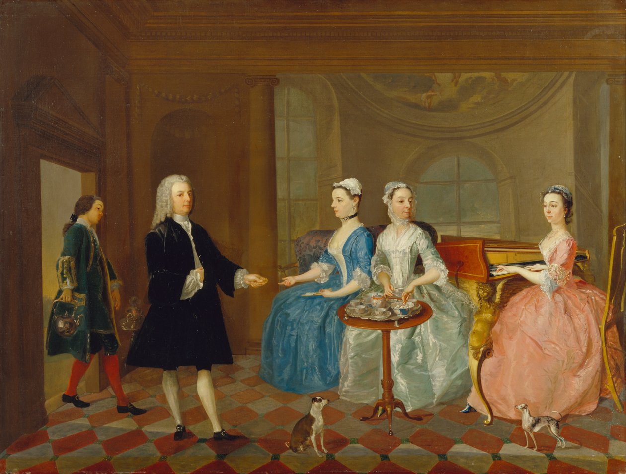 Een Familie Wordt Bediend met Thee door Unbekannt Unbekannt