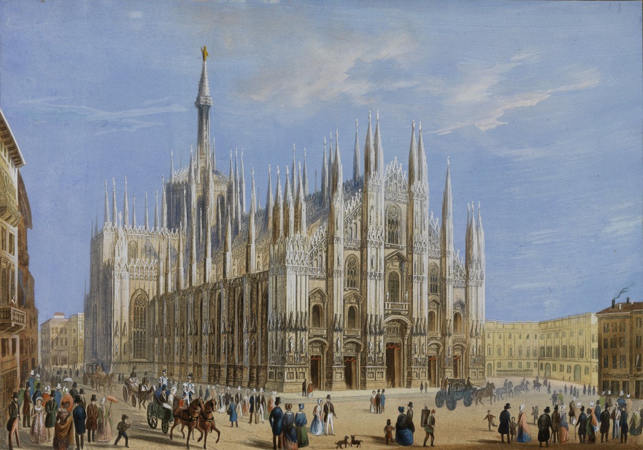 Gezicht op de Dom van Milaan door Unbekannt Unbekannt