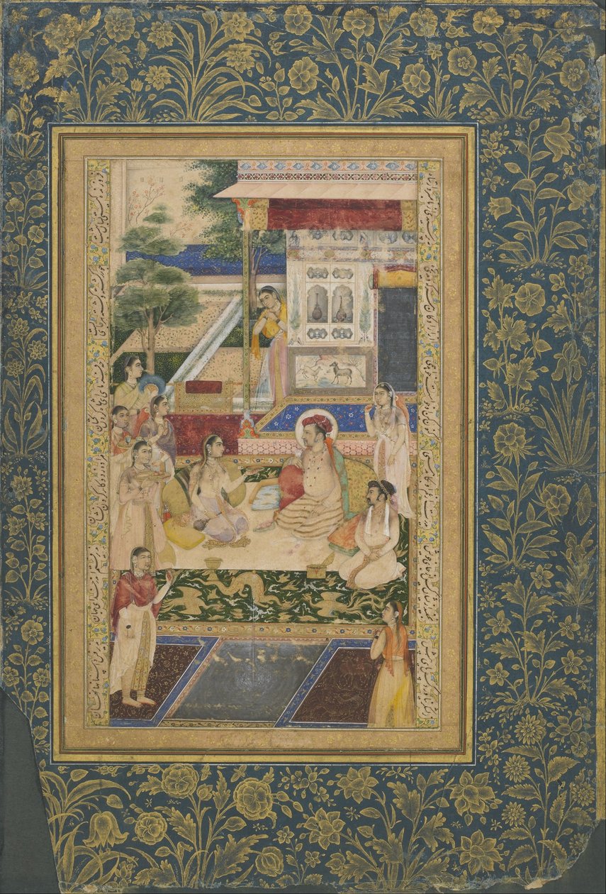 Jahangir en Prins Khurram onthaald door Nur Jahan door Unbekannt Unbekannt