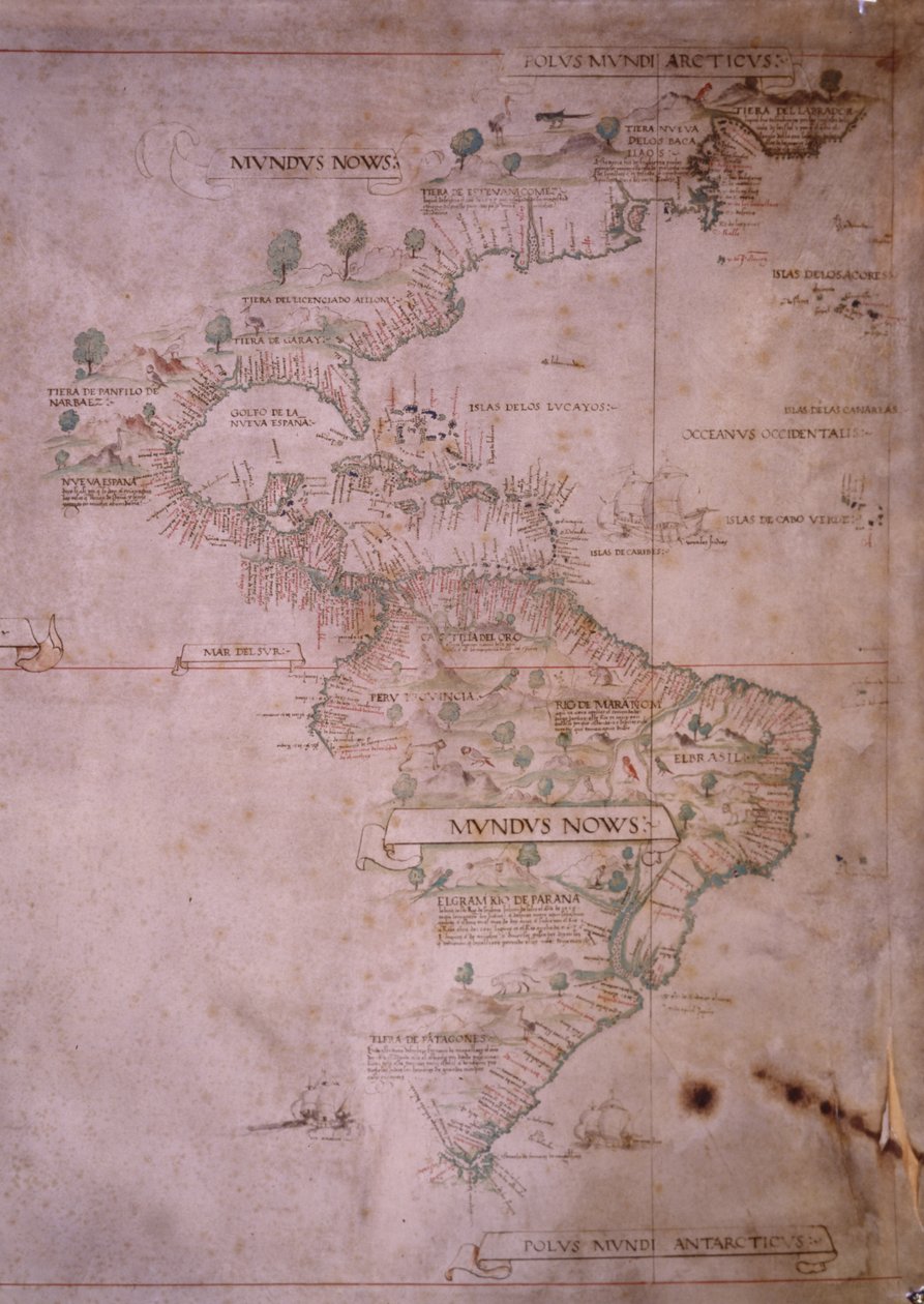 Kaart van de Nieuwe Wereld, c.1532 door Unbekannt Unbekannt
