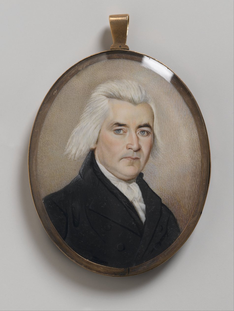 Portret van een heer, rouwminiatuur door Unbekannt Unbekannt