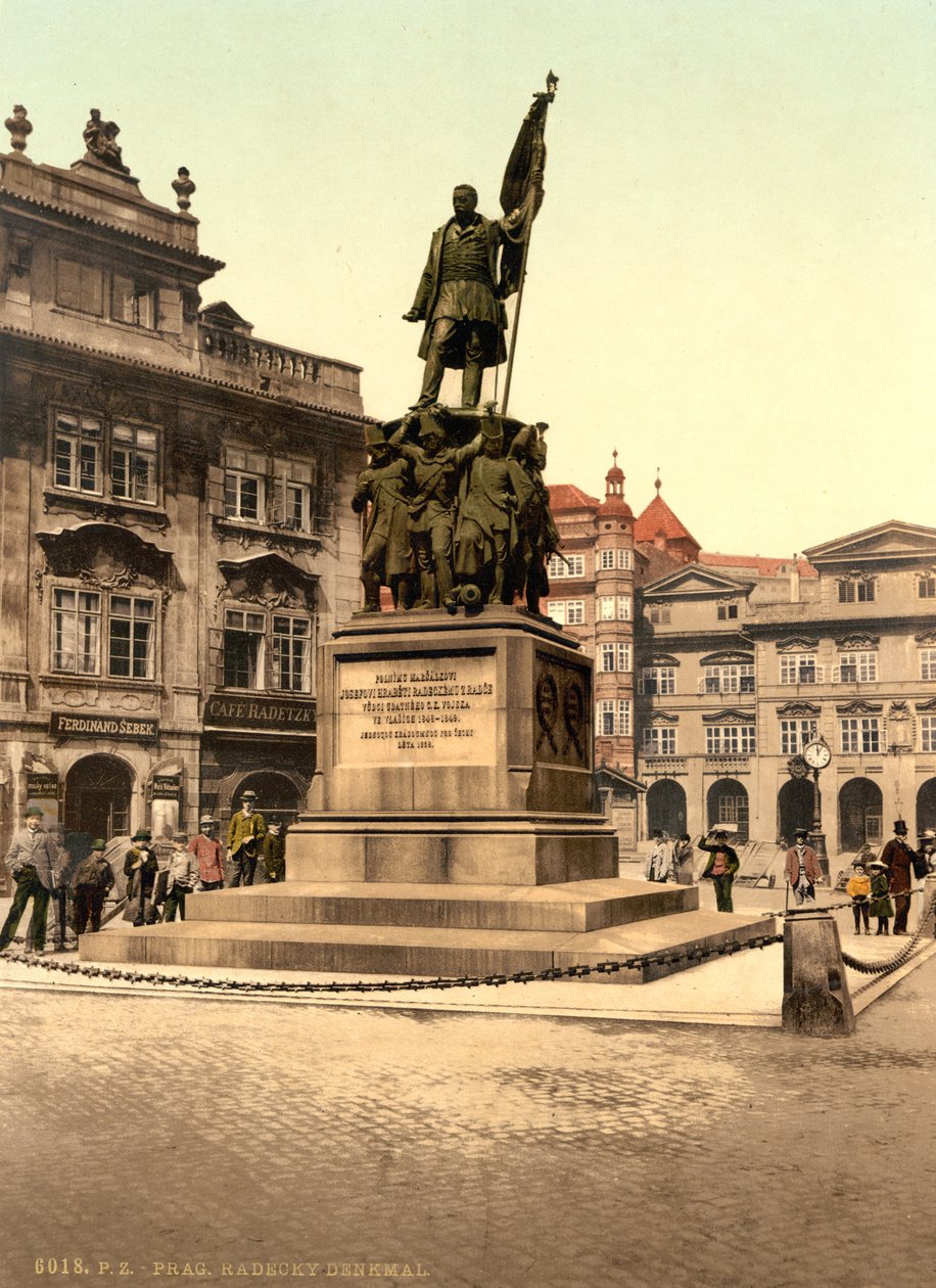 Radetzky Monument in Praag, ca.1890 (kleur ansichtkaart) door Unbekannt Unbekannt