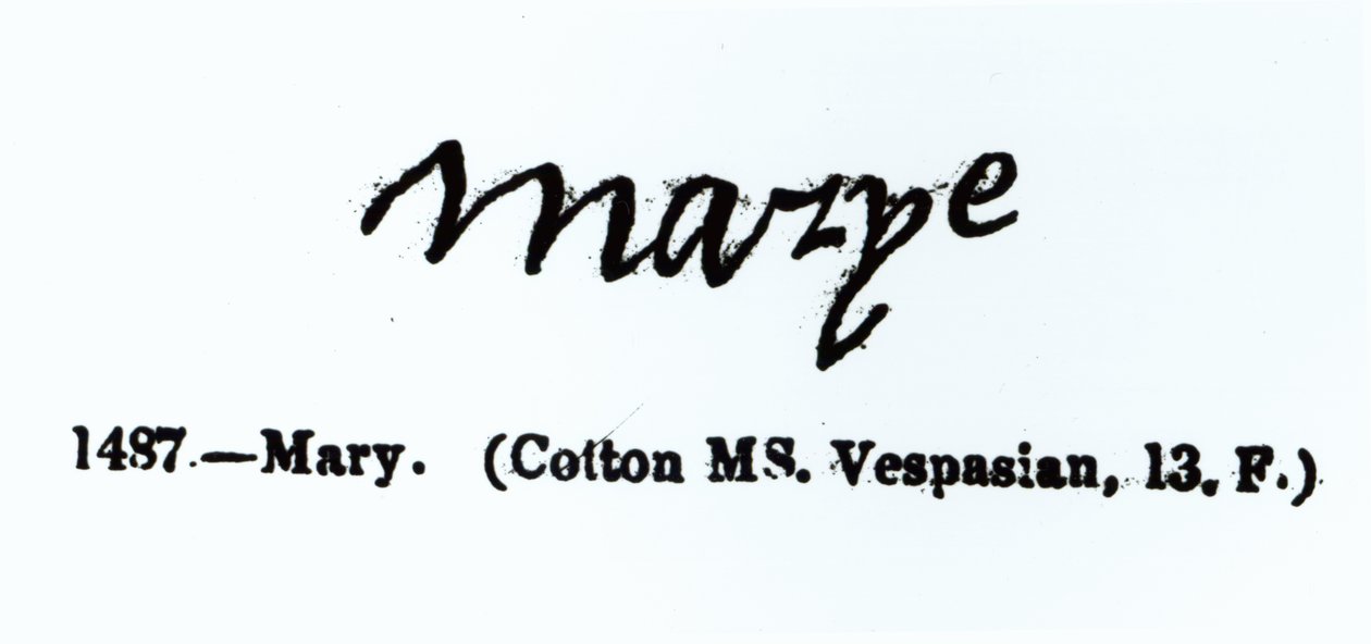 Reproductie van de handtekening van Mary I (1516-1558) door Unbekannt Unbekannt
