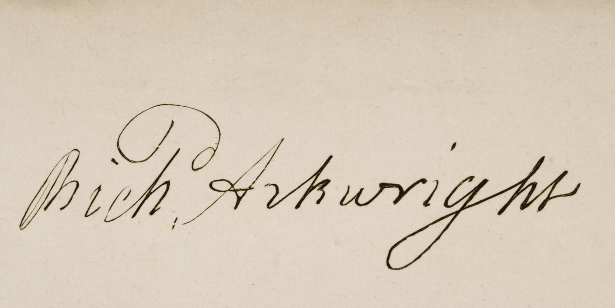 Handtekening van Sir Richard Arkwright (1732-93) door Unbekannt Unbekannt