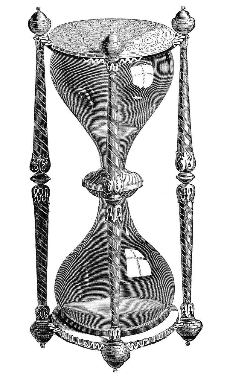 16e-eeuwse zandloper, gravure, 19e eeuw door Unbekannt