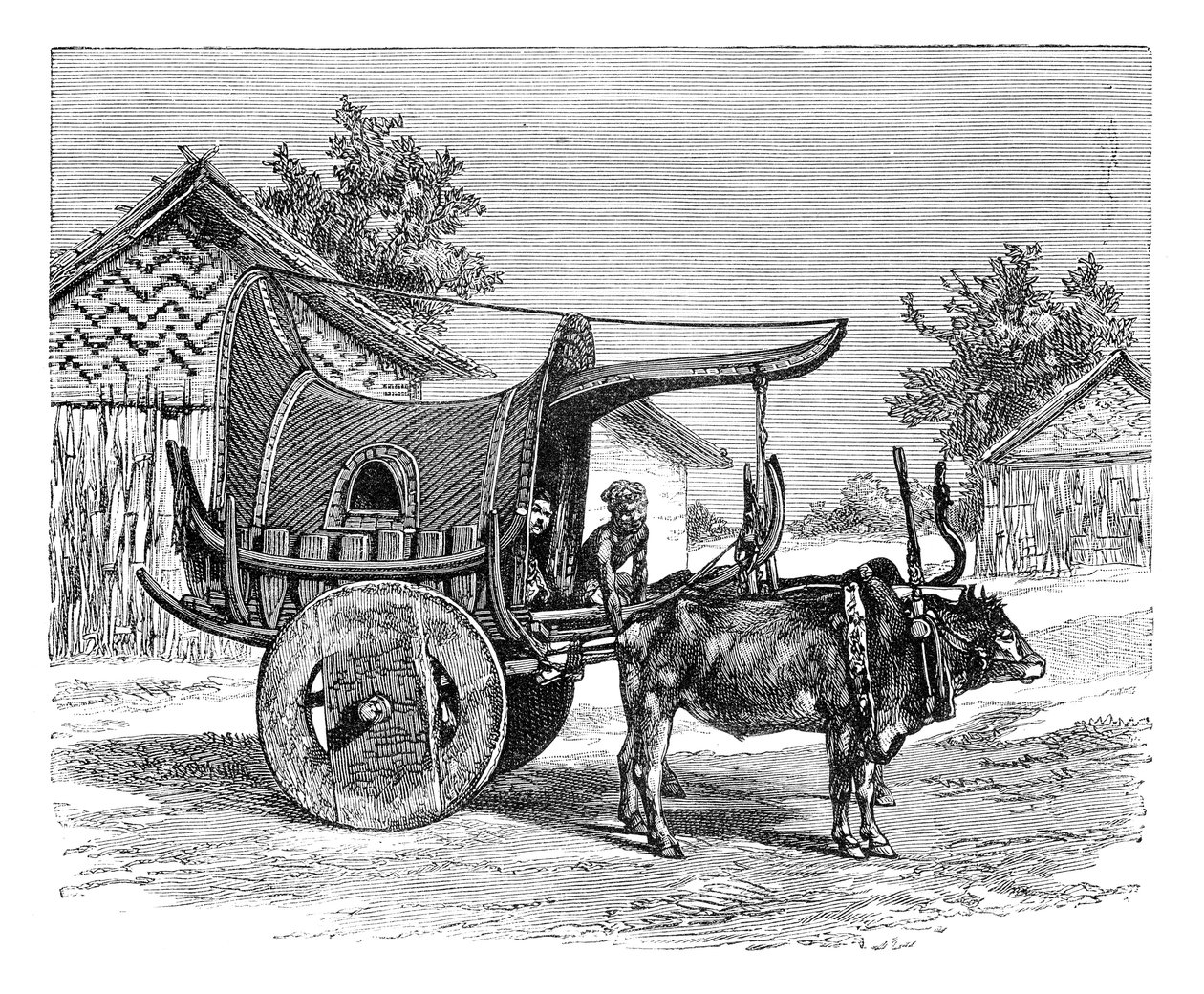Een Birmaanse wagen, Birma Myanmar, 1895 door Unbekannt