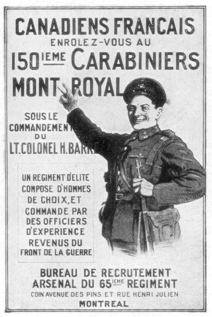 Een Franse Canadese legerwervingsposter door Unbekannt
