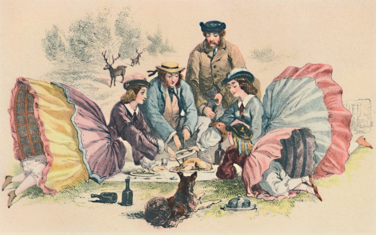 Een Victoriaanse picknick, ca. 1860, 1944 door Unbekannt