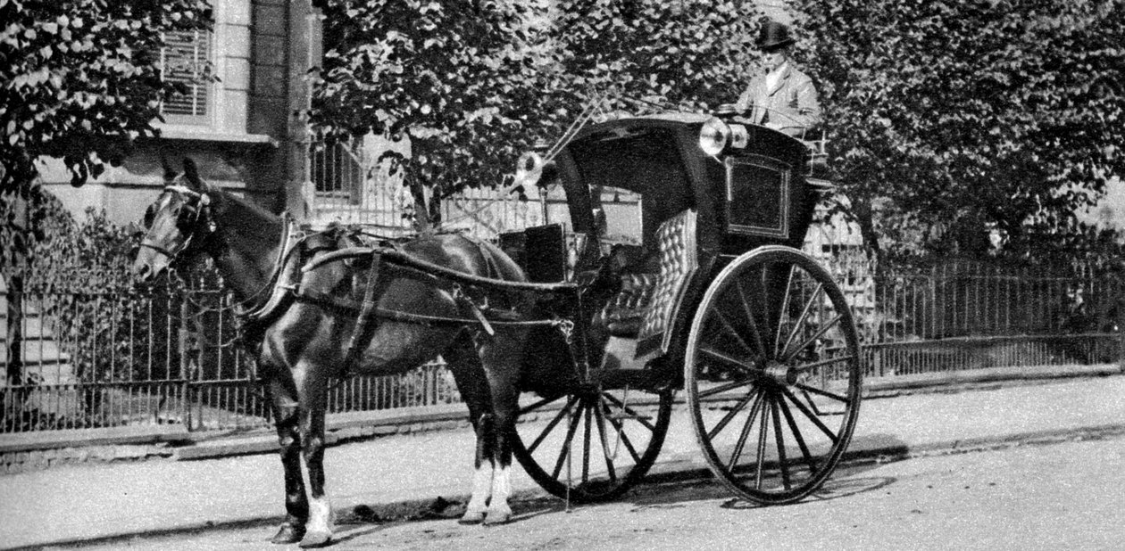 Een door paarden getrokken hansom cab, Londen, 1926-1927 door Unbekannt