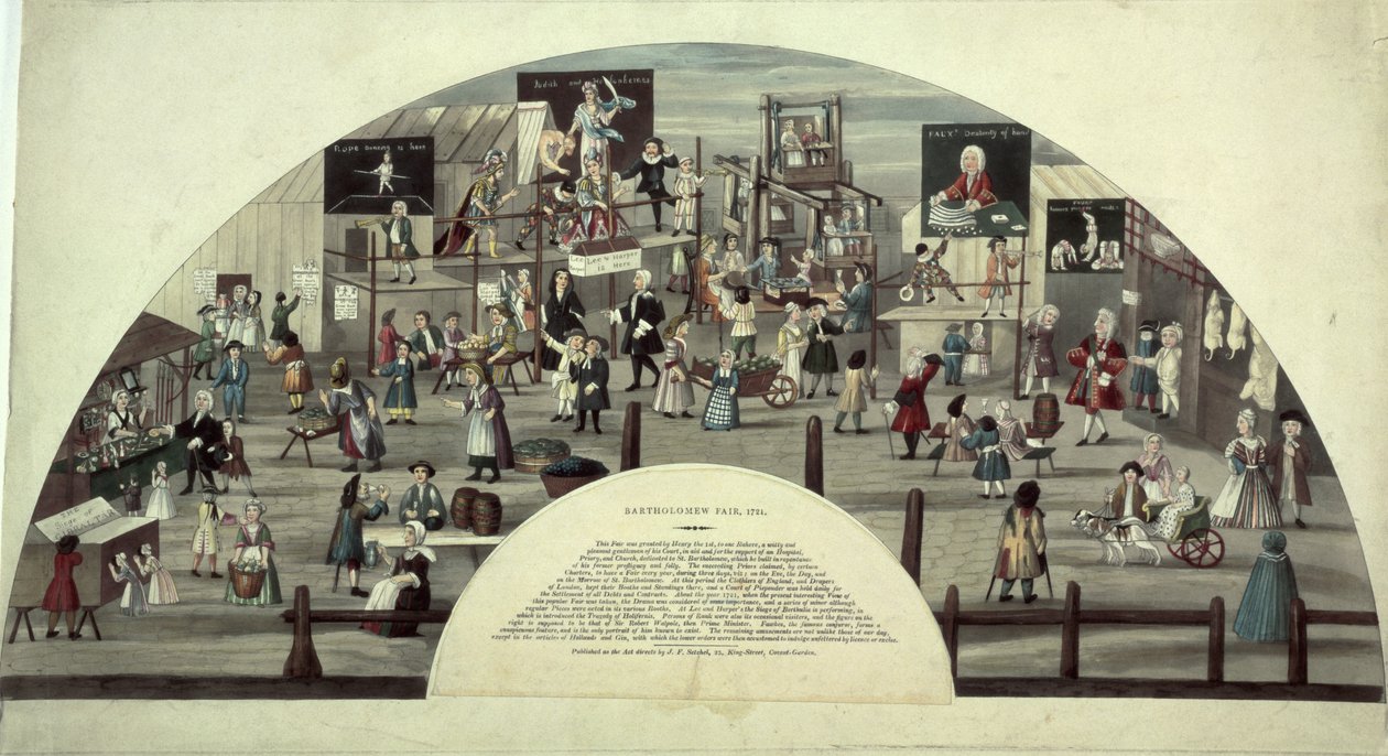 Een scène van Bartholomew Fair, 18e eeuw door Unbekannt