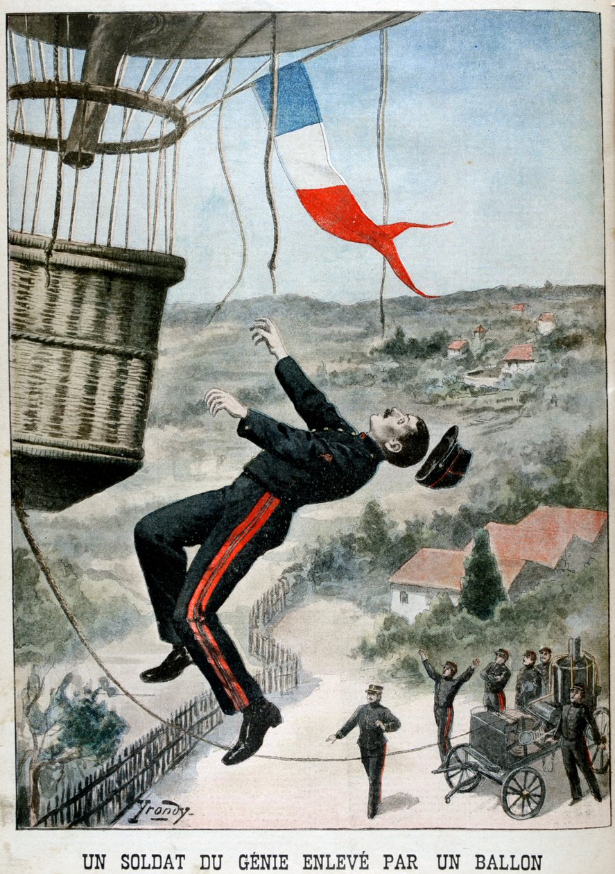 Een soldaat gedragen door een ballon, 1901 door Unbekannt