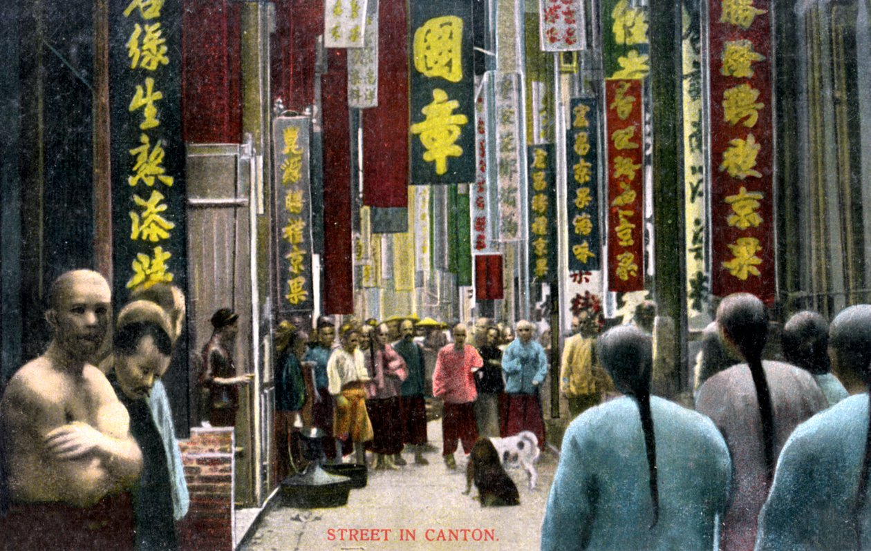Een straat in Canton, China, c1900s door Unbekannt