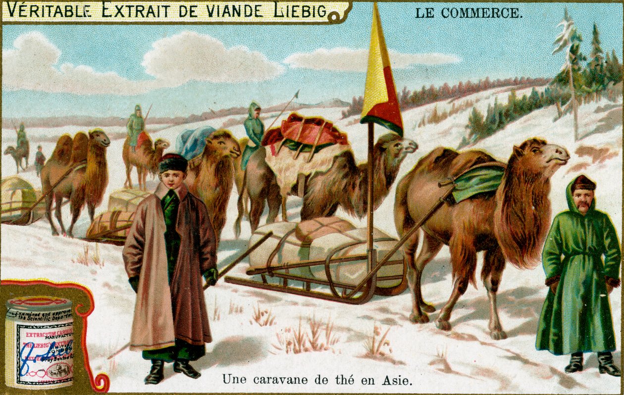 Een theekaravaan in Azië, ca. 1900 door Unbekannt