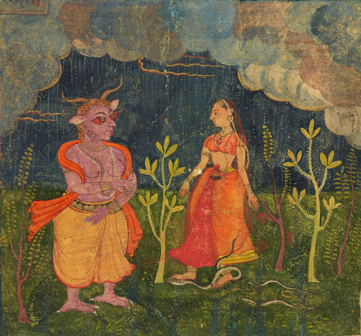 Abhisarika Nayika, folio uit een Rasikpriya door Unbekannt