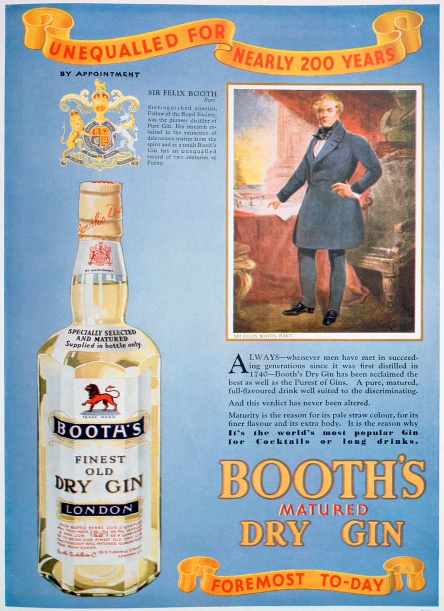 Advertentie voor Booths gin, 1935 door Unbekannt