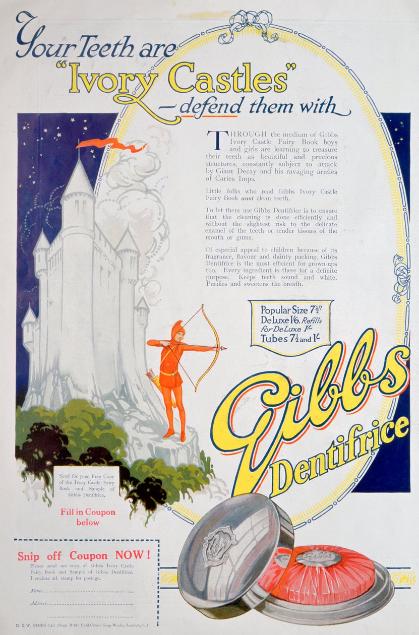 Advertentie voor Gibbs Solid Dentifrice, 1922 door Unbekannt