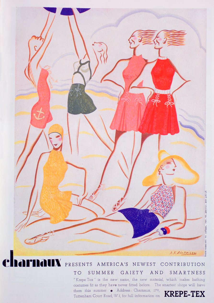 Advertentie voor Krepe-Tex badkleding, 1935 door Unbekannt