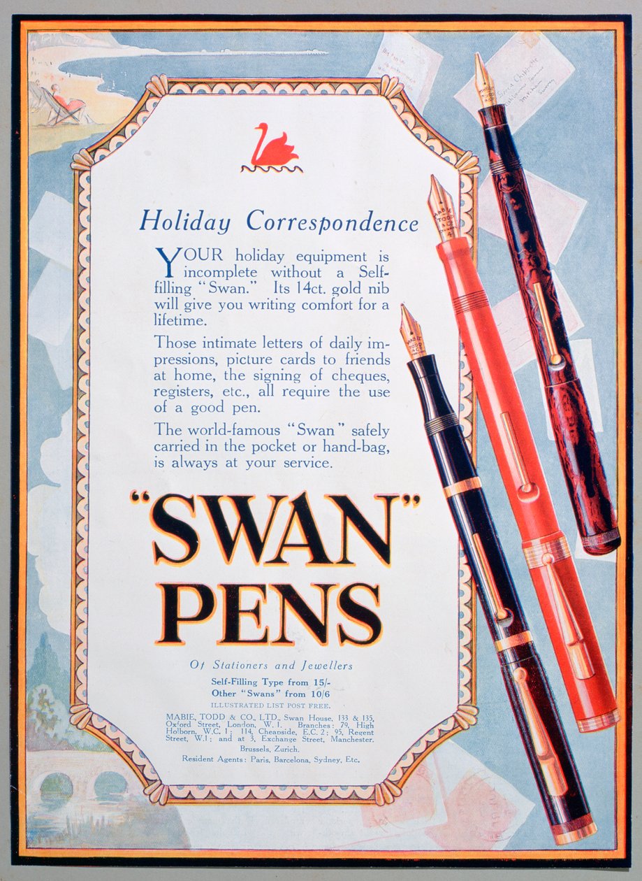 Advertentie voor Swan pennen door Unbekannt