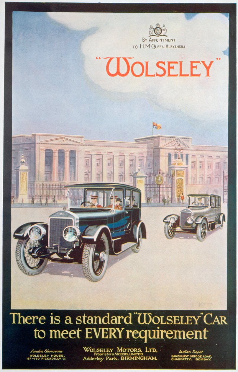 Advertentie voor Wolseley motorauto