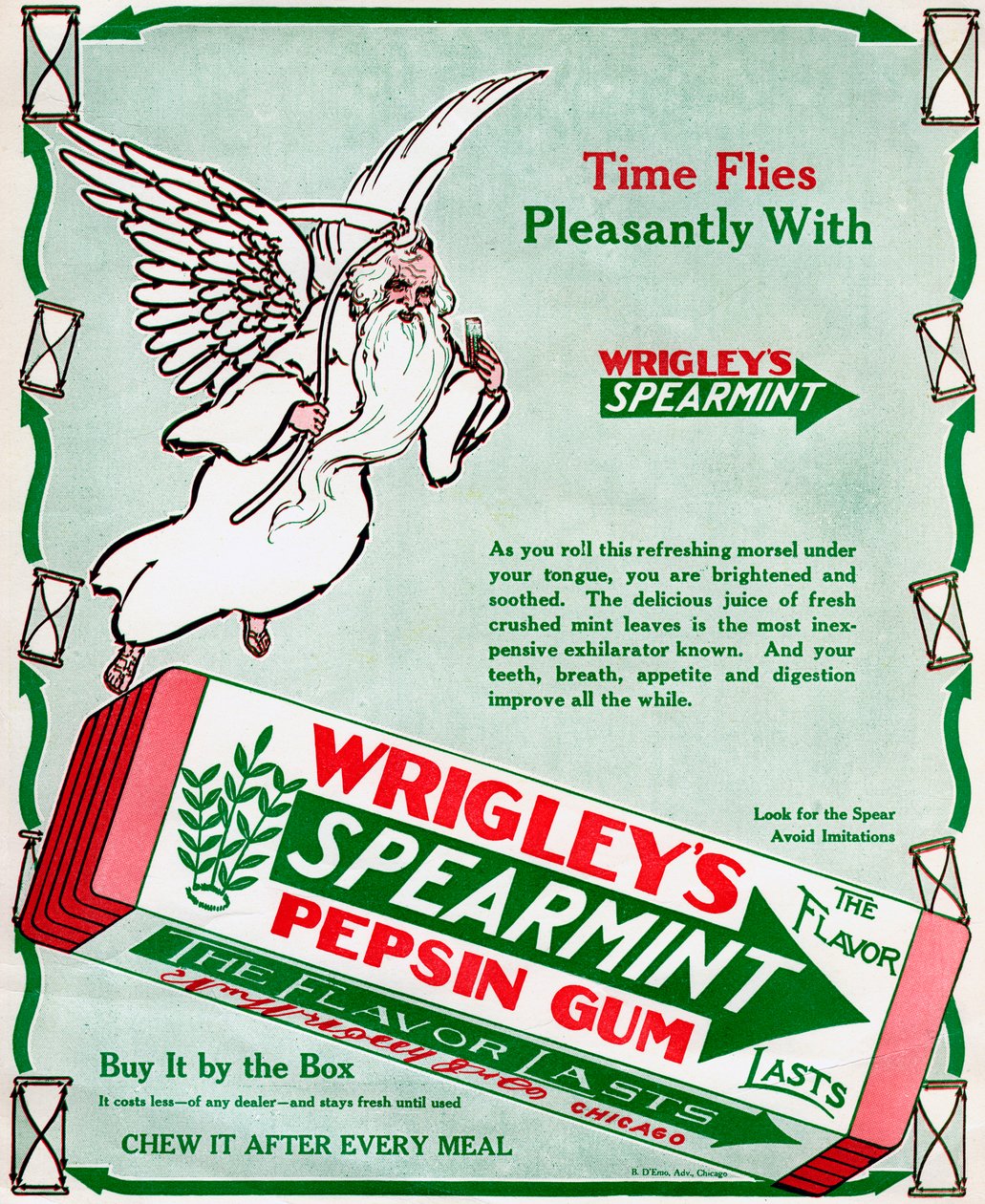 Advertentie voor Wrigleys Spearmint Pepsin Gum door Unbekannt