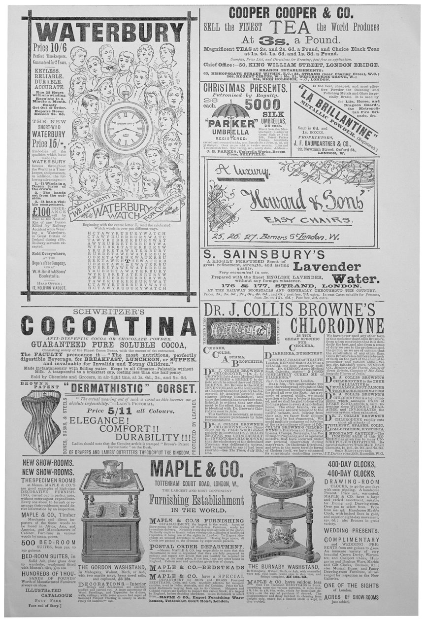 Advertentiepagina uit de Yuletide, kerstjaargang, 1887 door Unbekannt