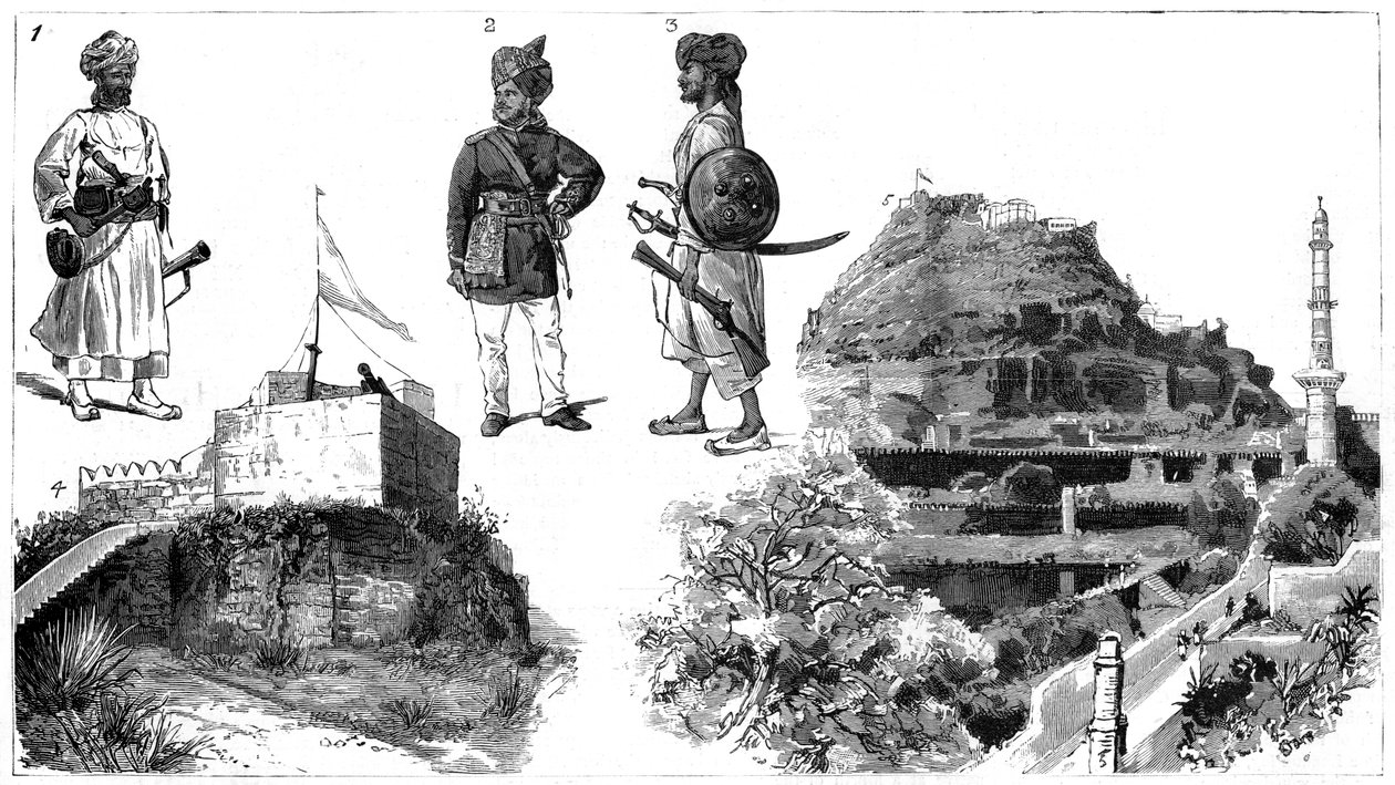 Afghanen en afbeeldingen van Hyderabad, Centraal India, 1888 door Unbekannt
