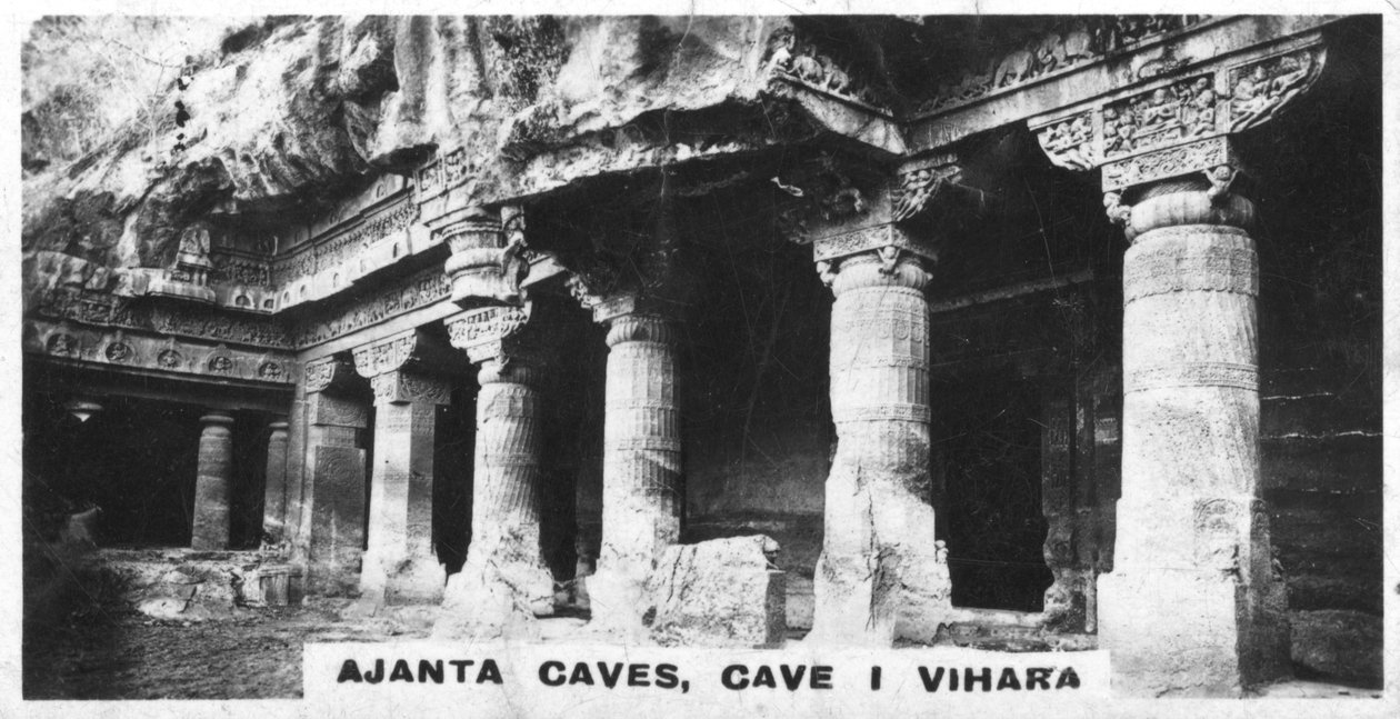 Ajanta-grotten, Vihara, Maharashtra, India, ca. 1925 door Unbekannt