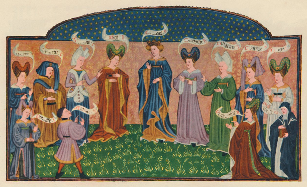 Allegorische figuren in hofkleding, 1445, 1948 door Unbekannt