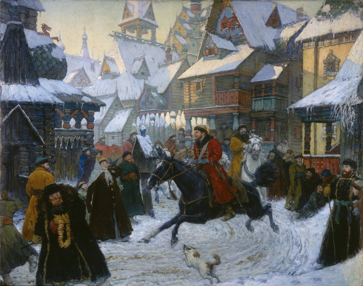 Een oude Russische stad. De ruiters, 1910s door Unbekannt