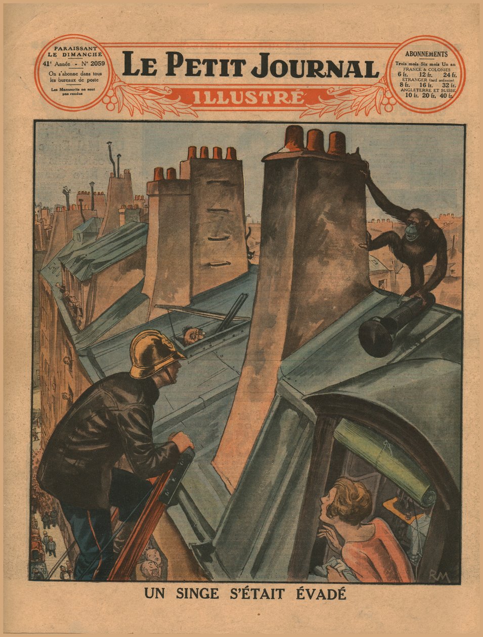 Een ontsnapte chimpansee, 1930 door Unbekannt