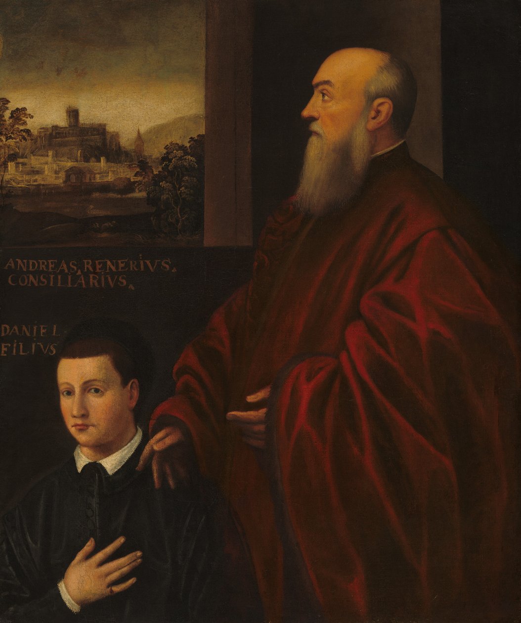Andrea Renier en zijn zoon Daniele, c. 1560-1566 door Unbekannt
