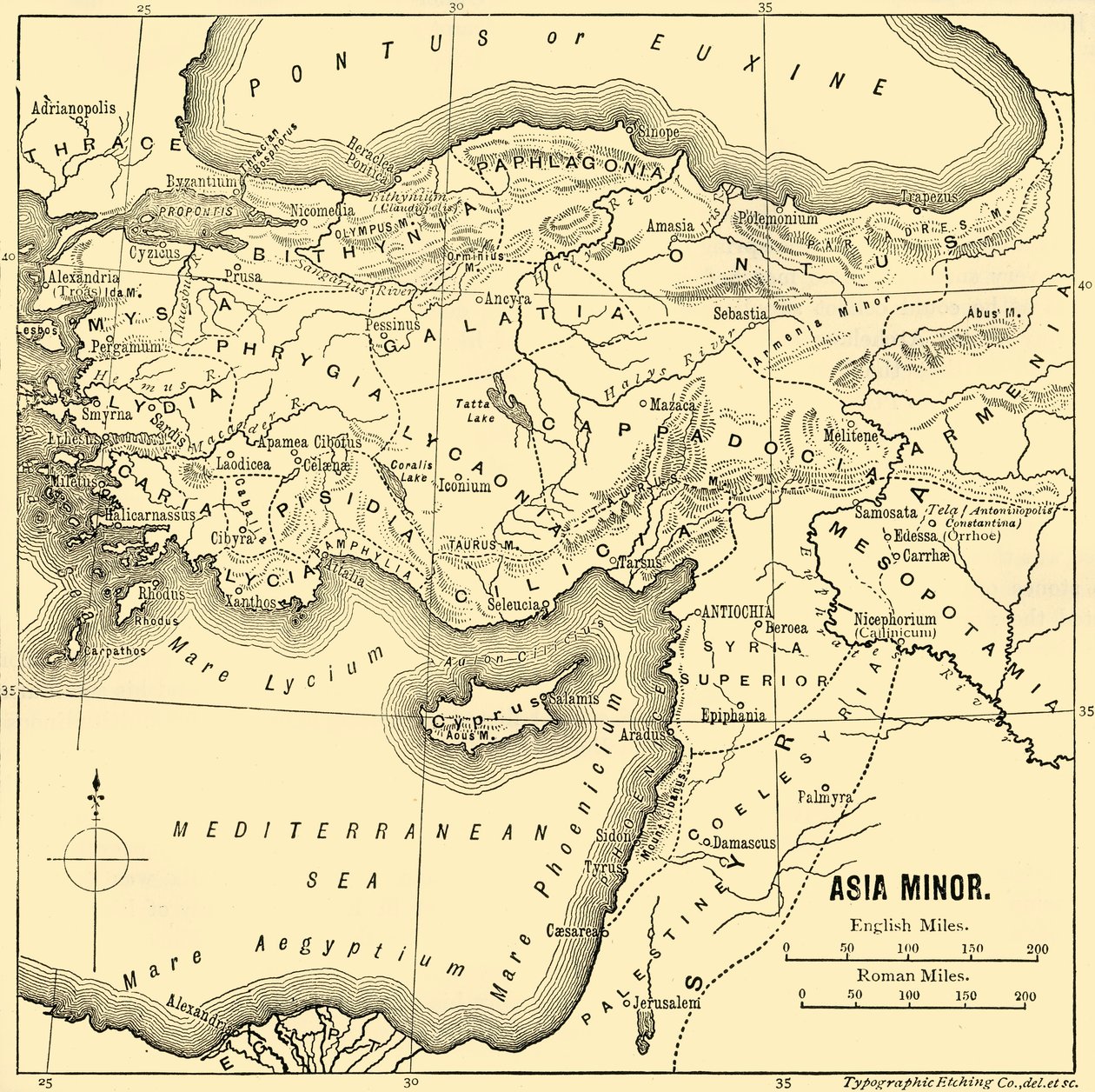 Klein-Azië - Kaart, 1890 door Unbekannt