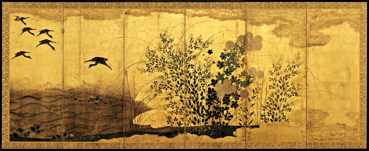 Herfstlandschap met wilde ganzen, ca. 1650 door Unbekannt