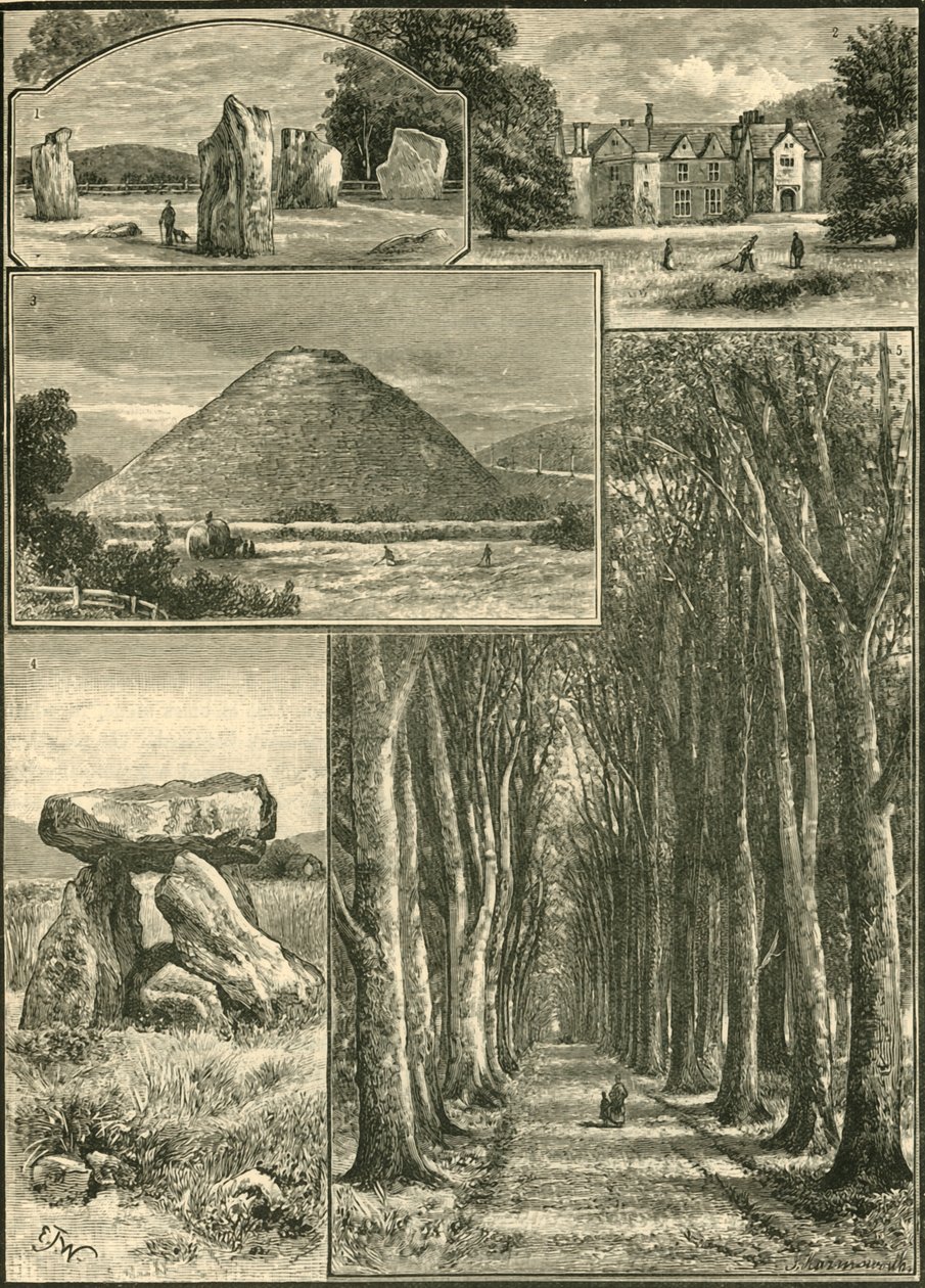 Avebury. Littlecote. Silbury. Devils Den. Grote Laan, 1898 door Unbekannt