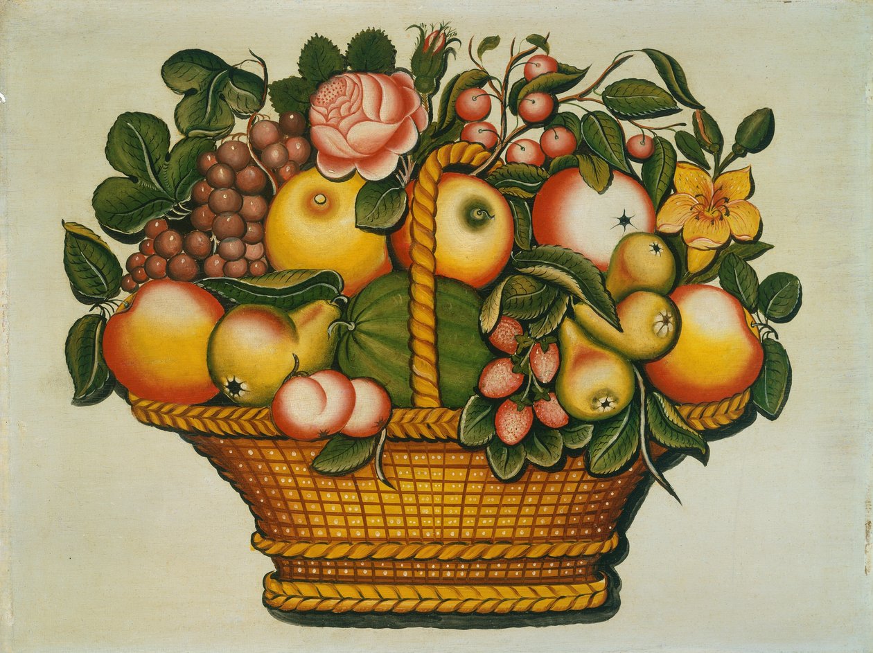 Mand met fruit en bloemen door Unbekannt
