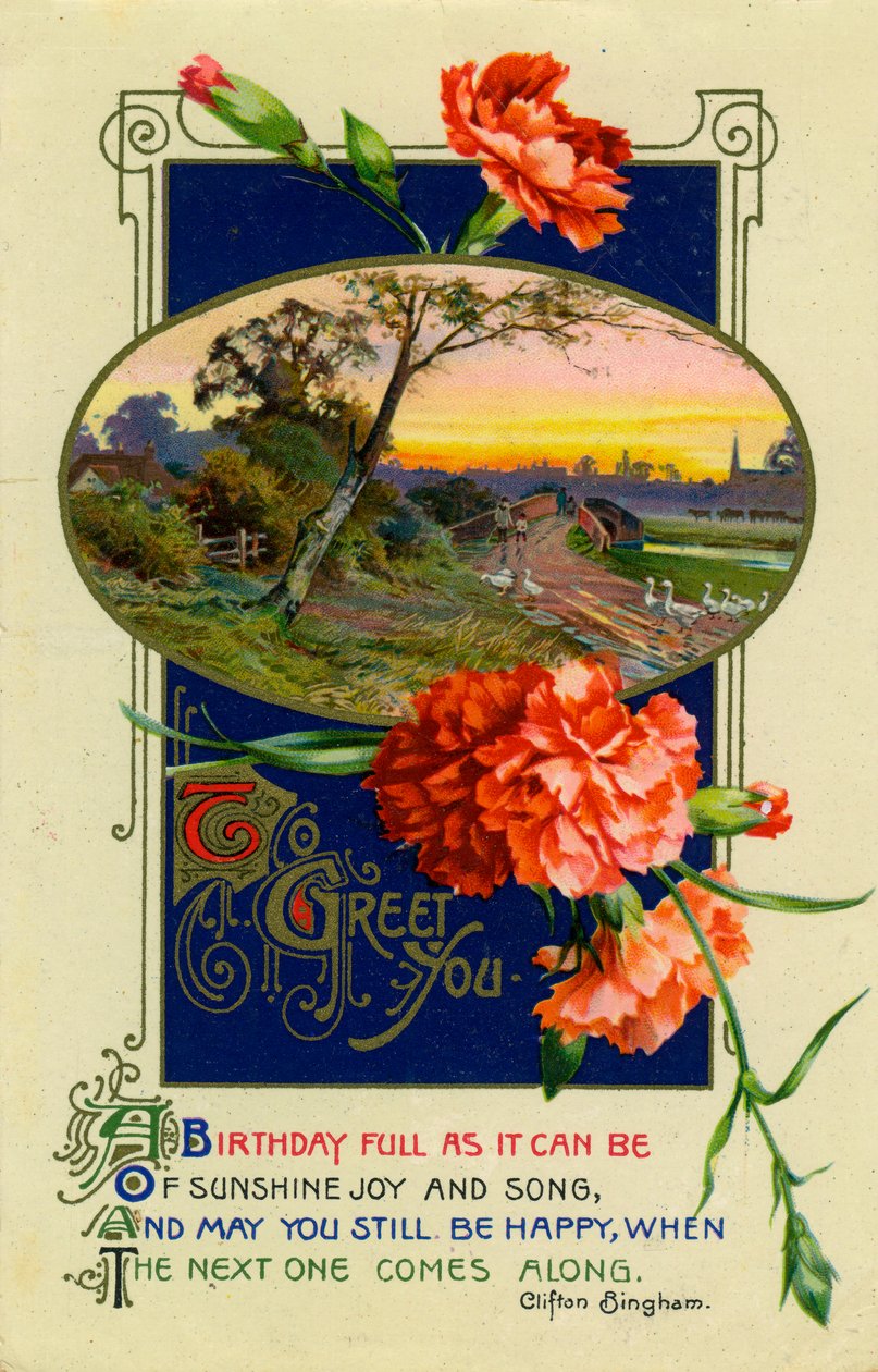 Verjaardagskaart, c1911 door Unbekannt