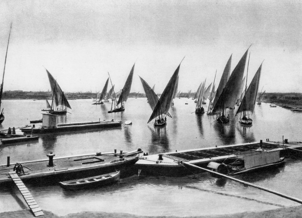 Boten op de Nijl, Caïro, Egypte, ca. 1920s door Unbekannt