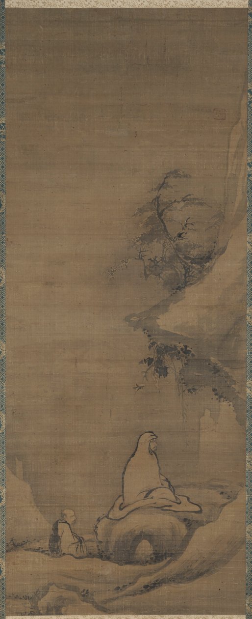 Bodhidharma Mediterend Tegen een Klif, eind 1200s door Unbekannt