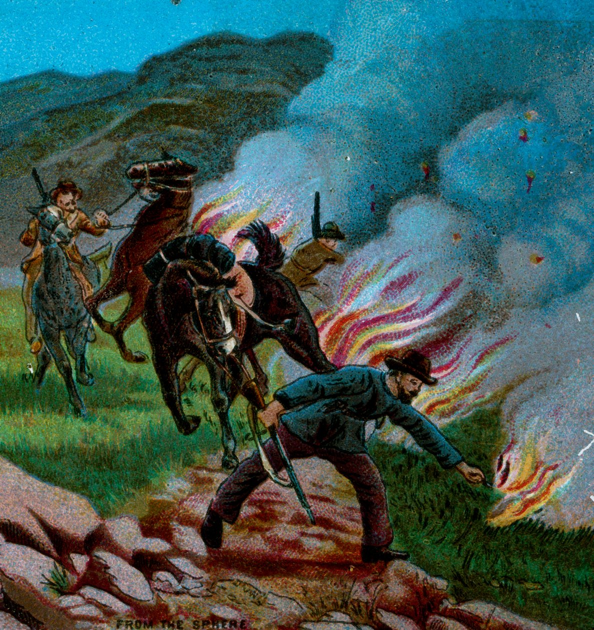 Boeren die de Veldt in brand steken, 1900 door Unbekannt