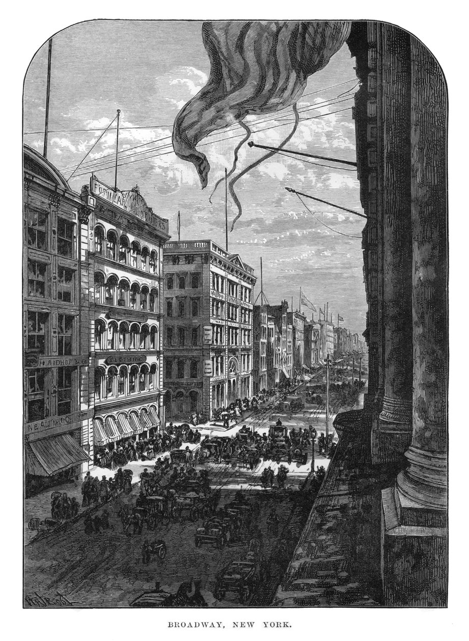Broadway, New York, 19e eeuw door Unbekannt