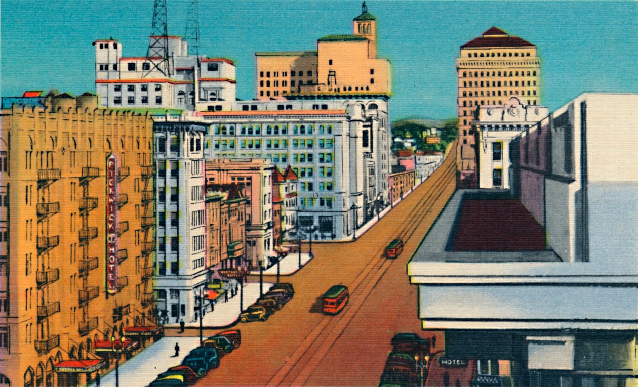 Broadway. San Diego, Californië, ca. 1941 door Unbekannt
